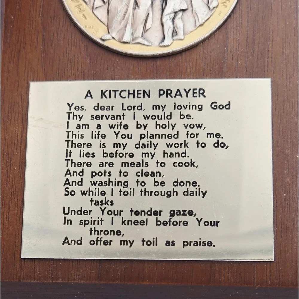 Vintage Madonna of the Kitchen Wood Plaque A Kitchen Prayer Wall Decor 6x4